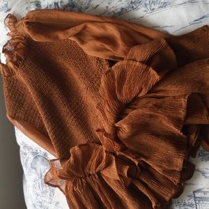 En Saison Smocked Chiffon Top